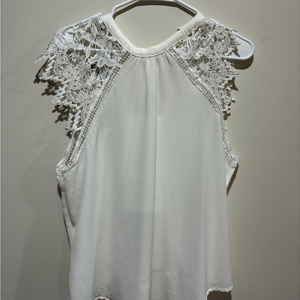 Love White Lace Accent Blouse